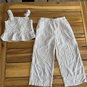 Girls' Cream & White Striped Set